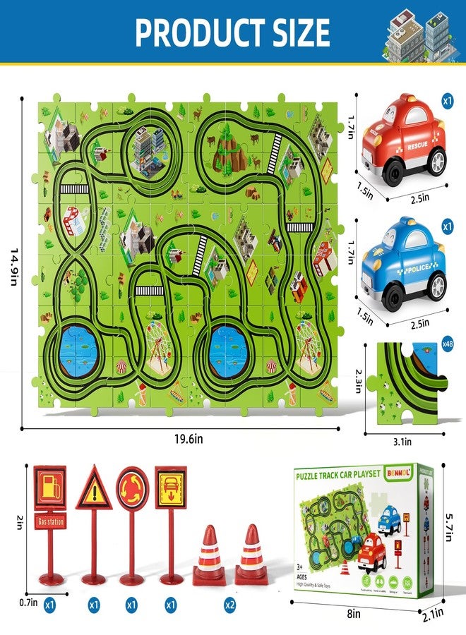 Bennol Toddler Toys Gifts for 2 3 4 5 Year Old Boys, 56pcs Jigsaw Puzzle Race Track Car Set for Kids Boys Toddlers 1-3 2-4 3-5 4-6, Puzzle Tracks Car Toys Gifts for 2 3 4 5 Year Old Boy Kid - Image 2